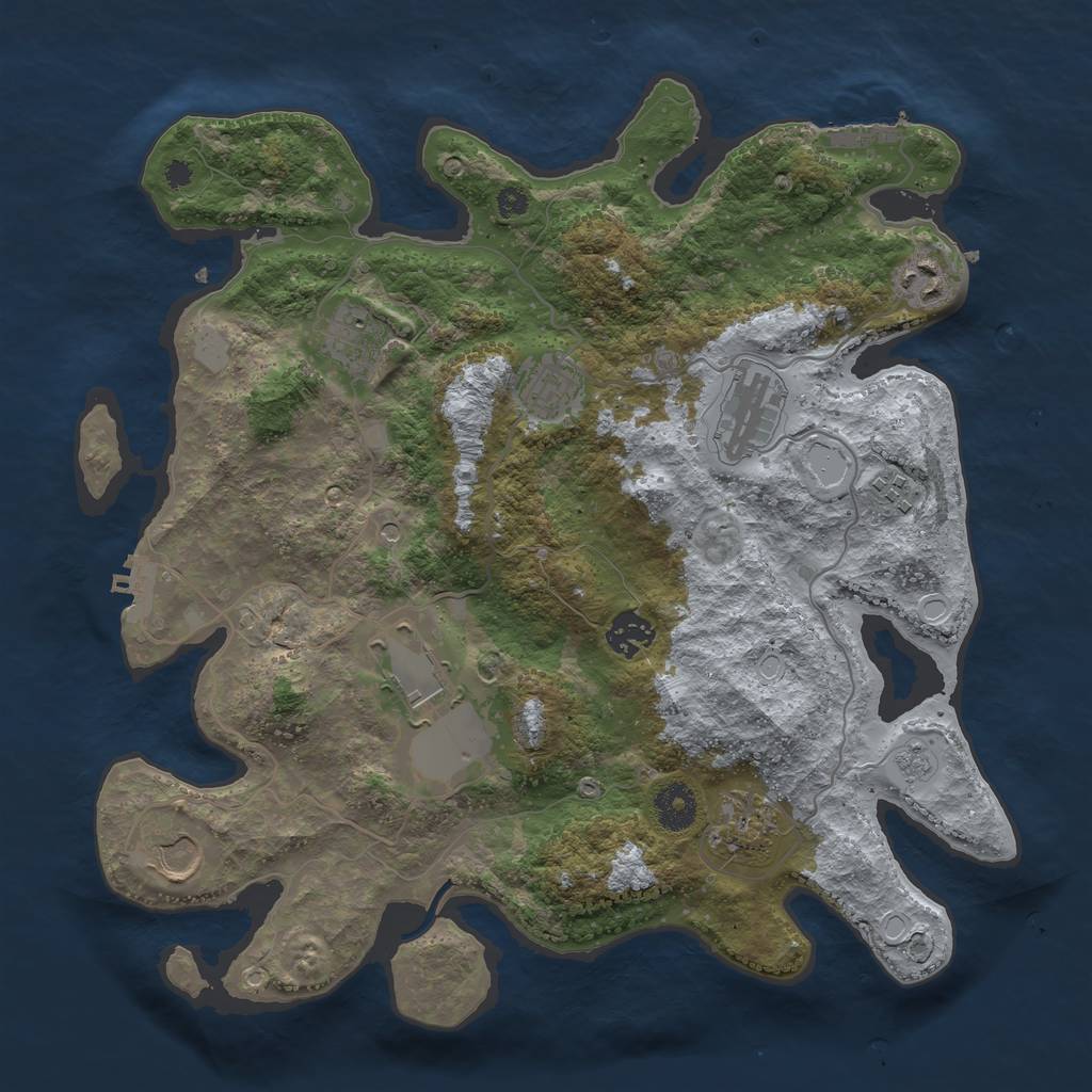 Rust Map: Procedural Map, Size: 3600, Seed: 207754115, 16 Monuments