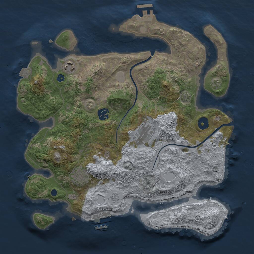 Rust Map: Procedural Map, Size: 3250, Seed: 2893, 10 Monuments