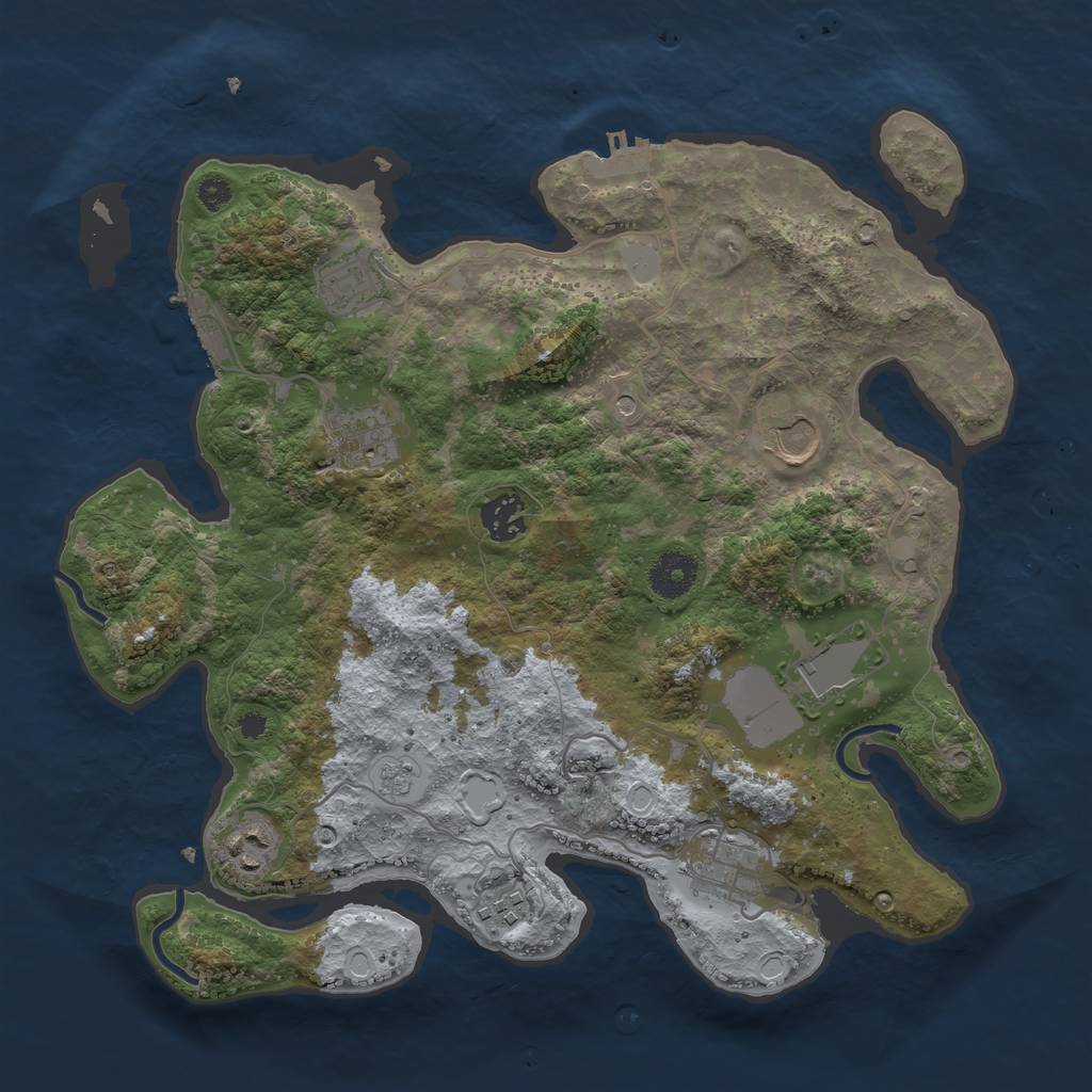 Rust Map: Procedural Map, Size: 3500, Seed: 1976552160, 15 Monuments