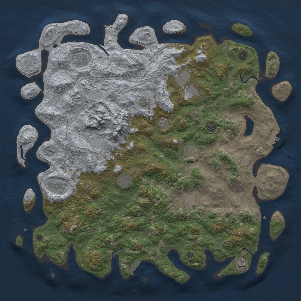 Rust Map: Procedural Map, Size: 5000, Seed: 294832577, 17 Monuments