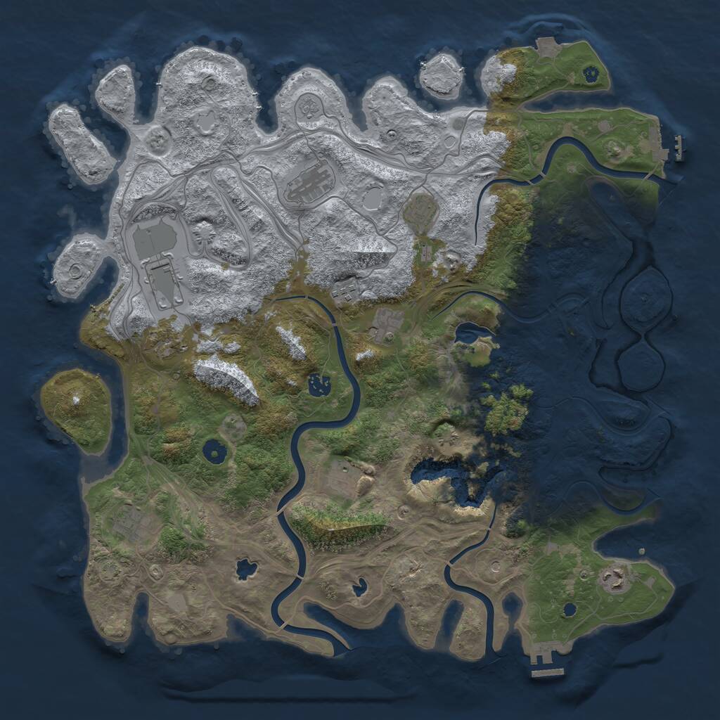 Rust Map: Procedural Map, Size: 4500, Seed: 16118586, 16 Monuments