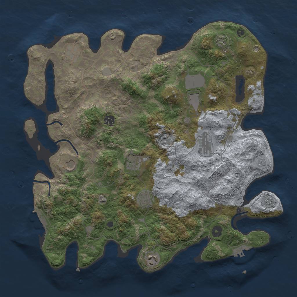 Rust Map: Procedural Map, Size: 4000, Seed: 938281, 17 Monuments