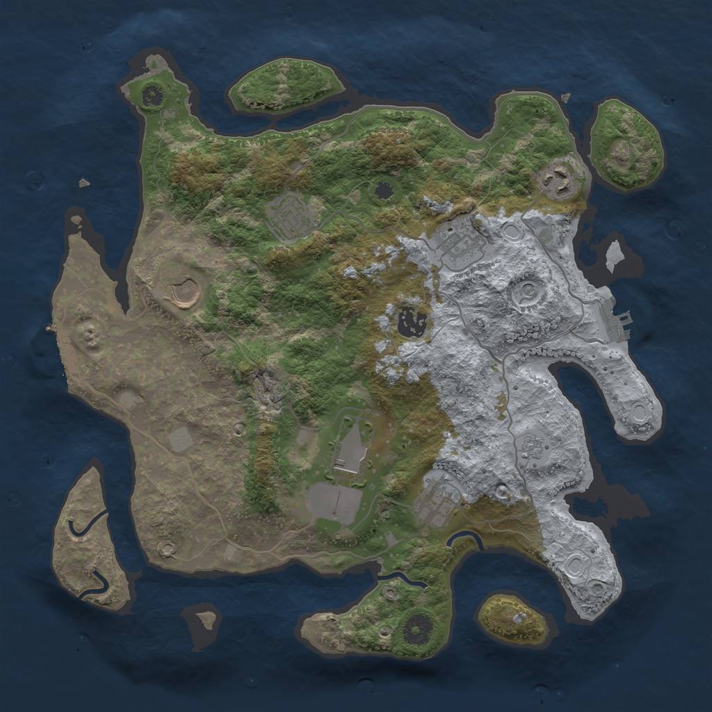 Rust Map: Procedural Map, Size: 3500, Seed: 180309837, 14 Monuments