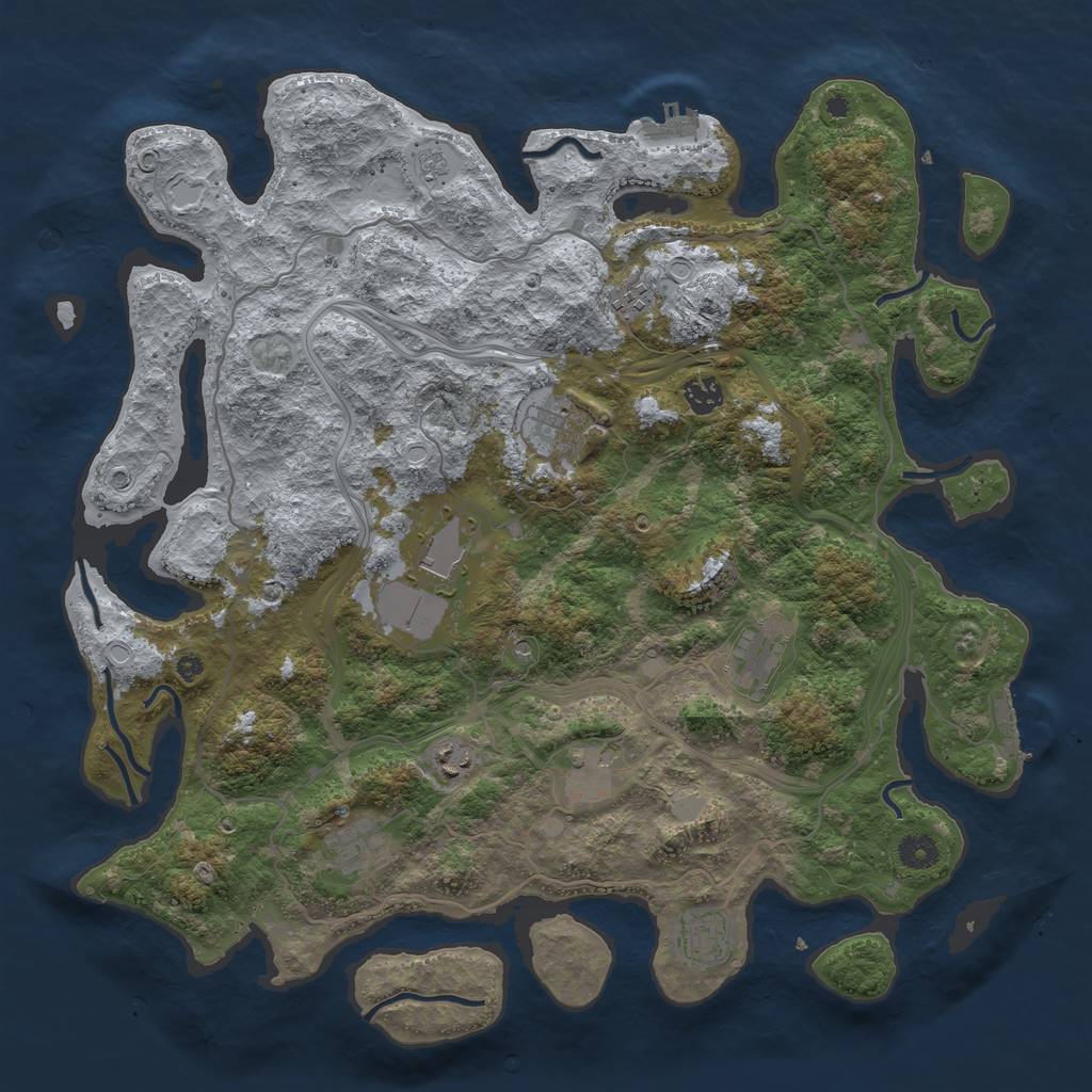 Rust Map: Procedural Map, Size: 4250, Seed: 183370124, 16 Monuments