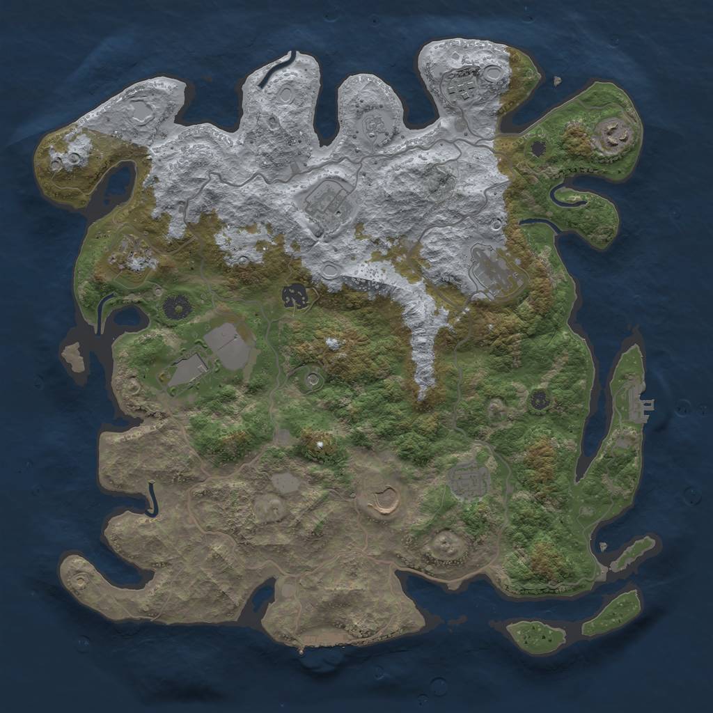 Rust Map: Procedural Map, Size: 4000, Seed: 1217435309, 16 Monuments