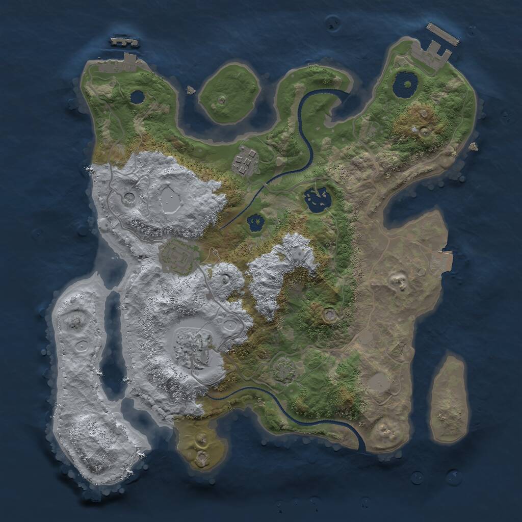 Rust Map: Procedural Map, Size: 3000, Seed: 941957866, 9 Monuments