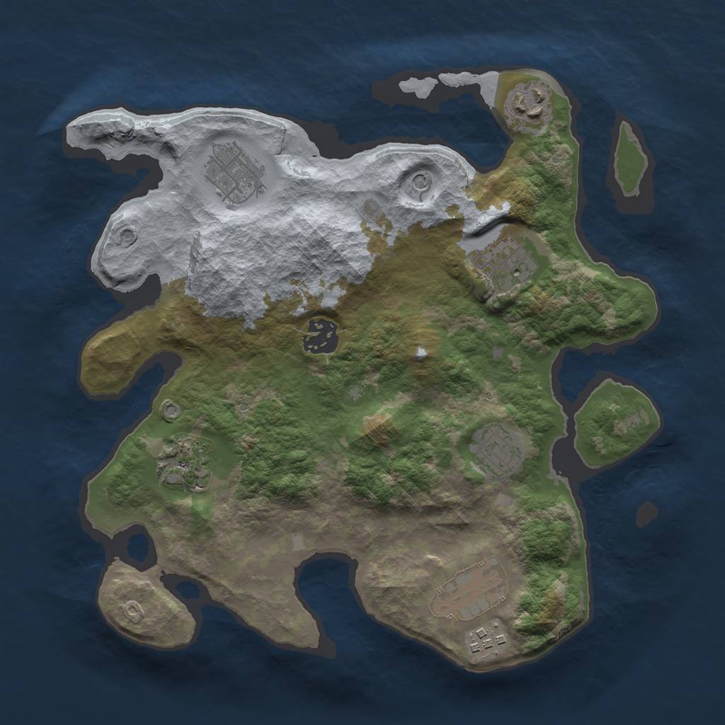 Rust Map: Barren, Size: 3000, Seed: 1718608831, 11 Monuments
