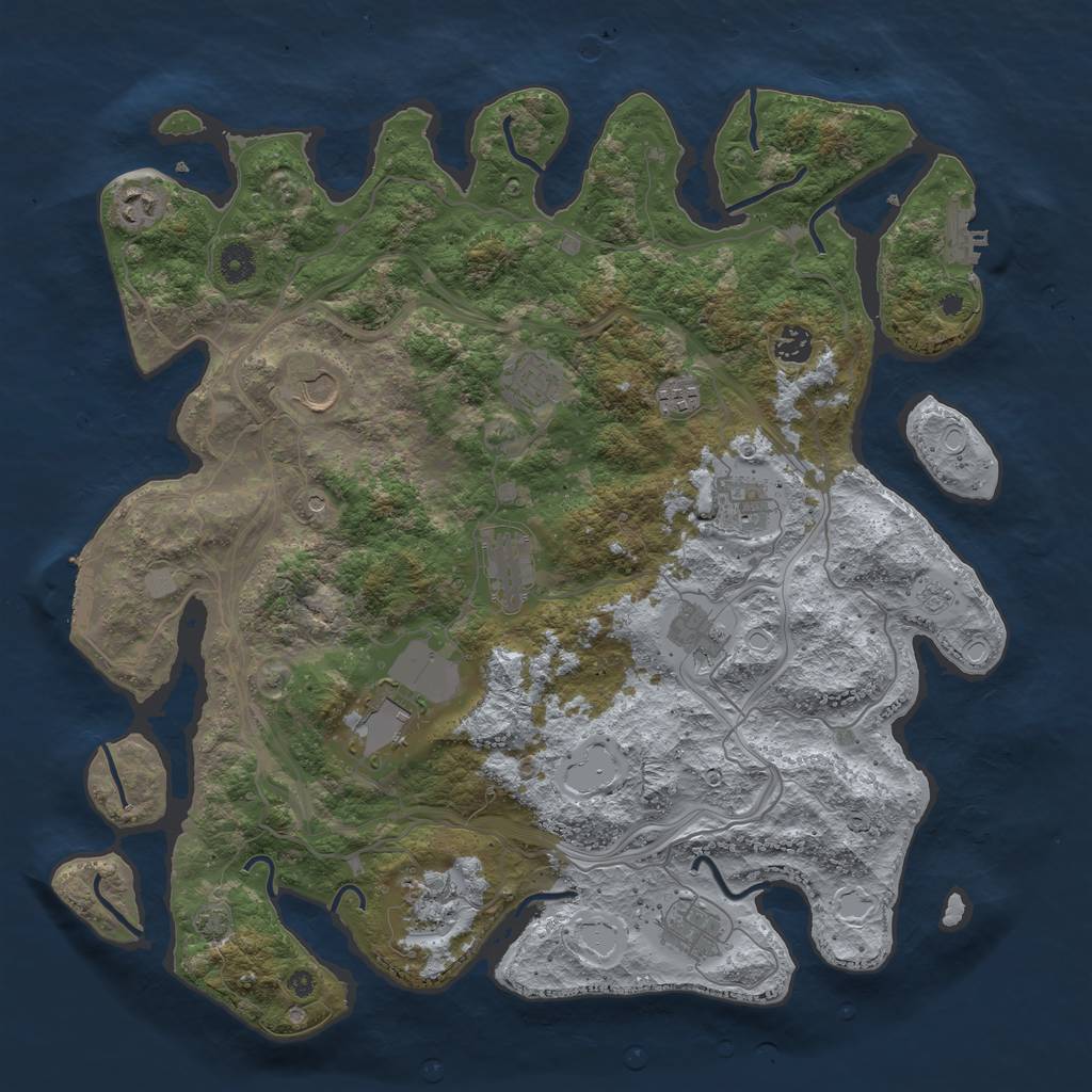 Rust Map: Procedural Map, Size: 4250, Seed: 1236512391, 19 Monuments