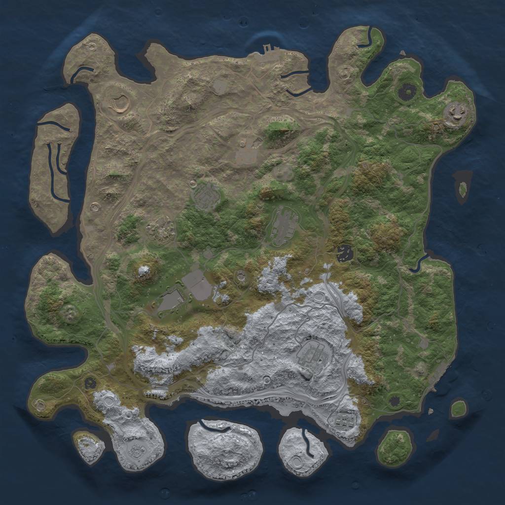 Rust Map: Procedural Map, Size: 4250, Seed: 435236043, 17 Monuments