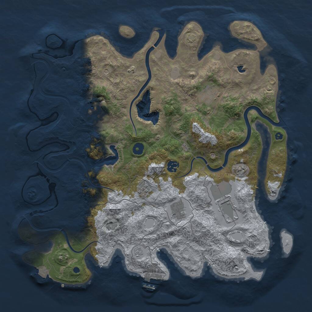Rust Map: Procedural Map, Size: 4000, Seed: 1065557670, 11 Monuments