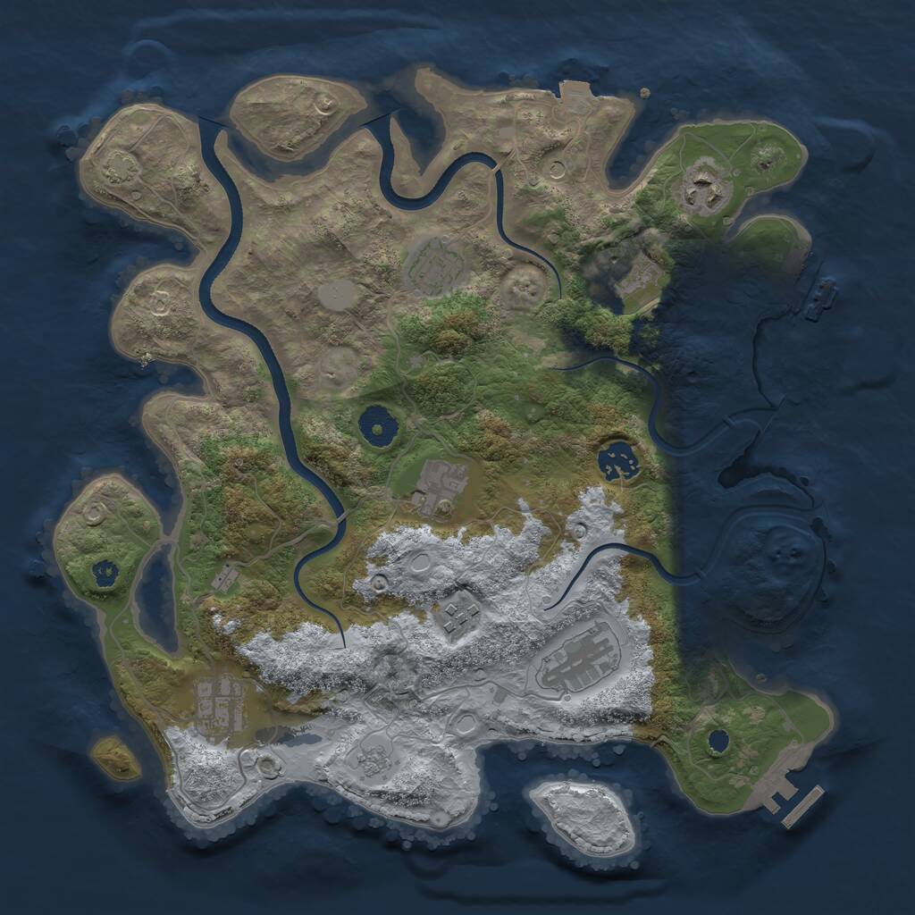 Rust Map: Procedural Map, Size: 3500, Seed: 1703436559, 14 Monuments