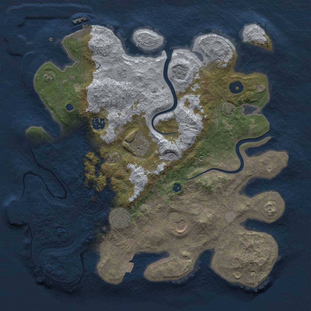 Rust Map: Procedural Map, Size: 3500, Seed: 53257, 11 Monuments