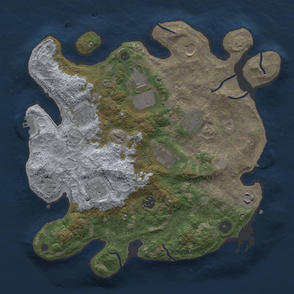 Rust Map: Procedural Map, Size: 3500, Seed: 37173748, 17 Monuments