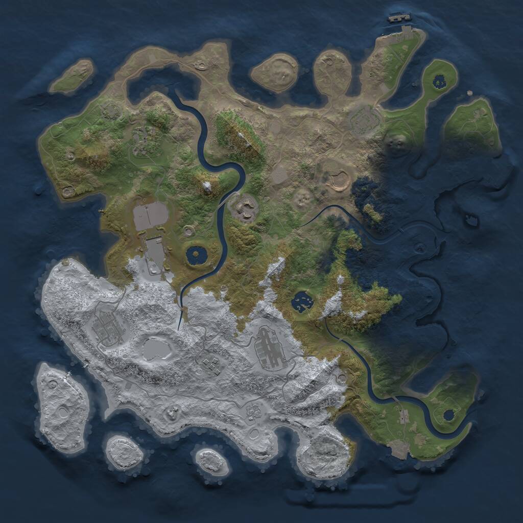 Rust Map: Procedural Map, Size: 3850, Seed: 927195931, 15 Monuments