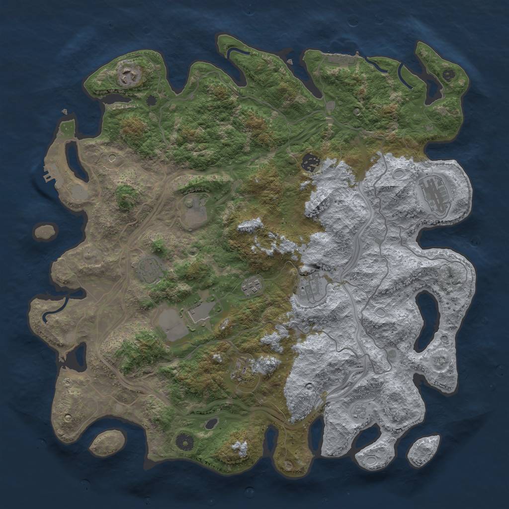 Rust Map: Procedural Map, Size: 4250, Seed: 33969383, 16 Monuments