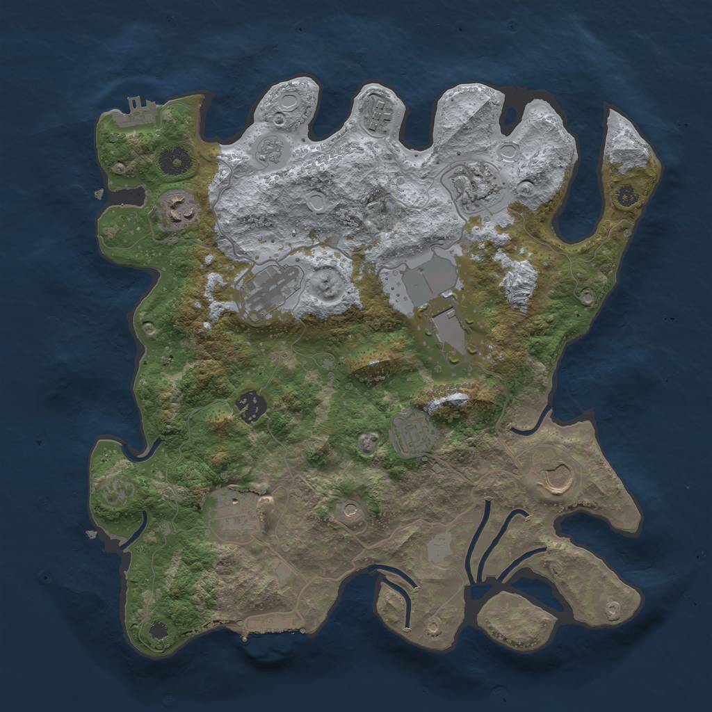 Rust Map: Procedural Map, Size: 3500, Seed: 1993, 16 Monuments