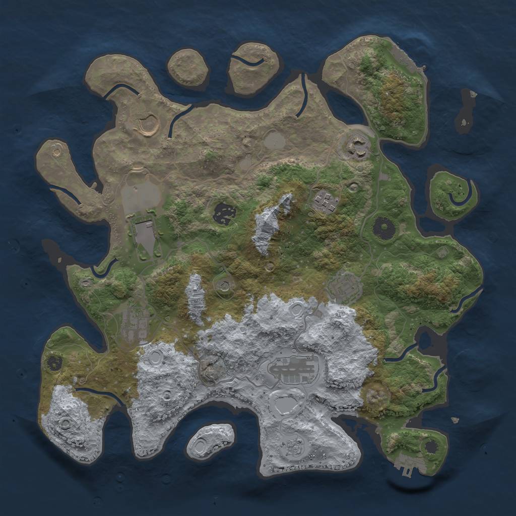 Rust Map: Procedural Map, Size: 3500, Seed: 2398051, 15 Monuments