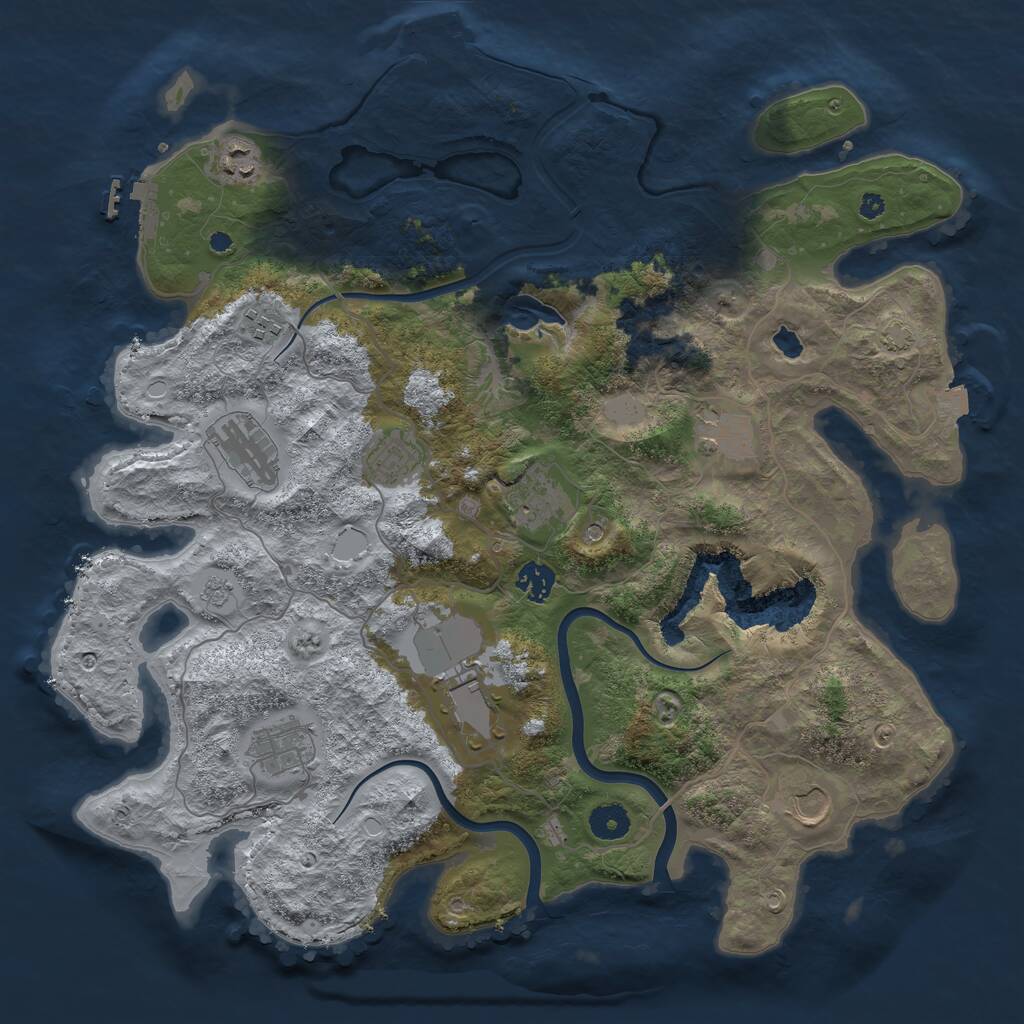 Rust Map: Procedural Map, Size: 4000, Seed: 13373, 16 Monuments