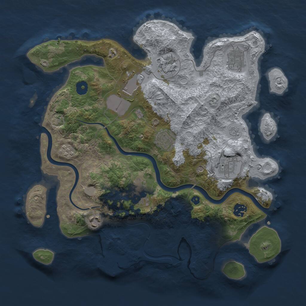 Rust Map: Procedural Map, Size: 3500, Seed: 1217532760, 14 Monuments