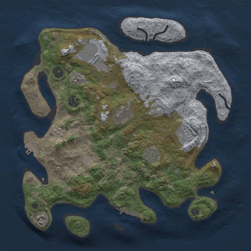 Rust Map: Procedural Map, Size: 3500, Seed: 32738, 14 Monuments