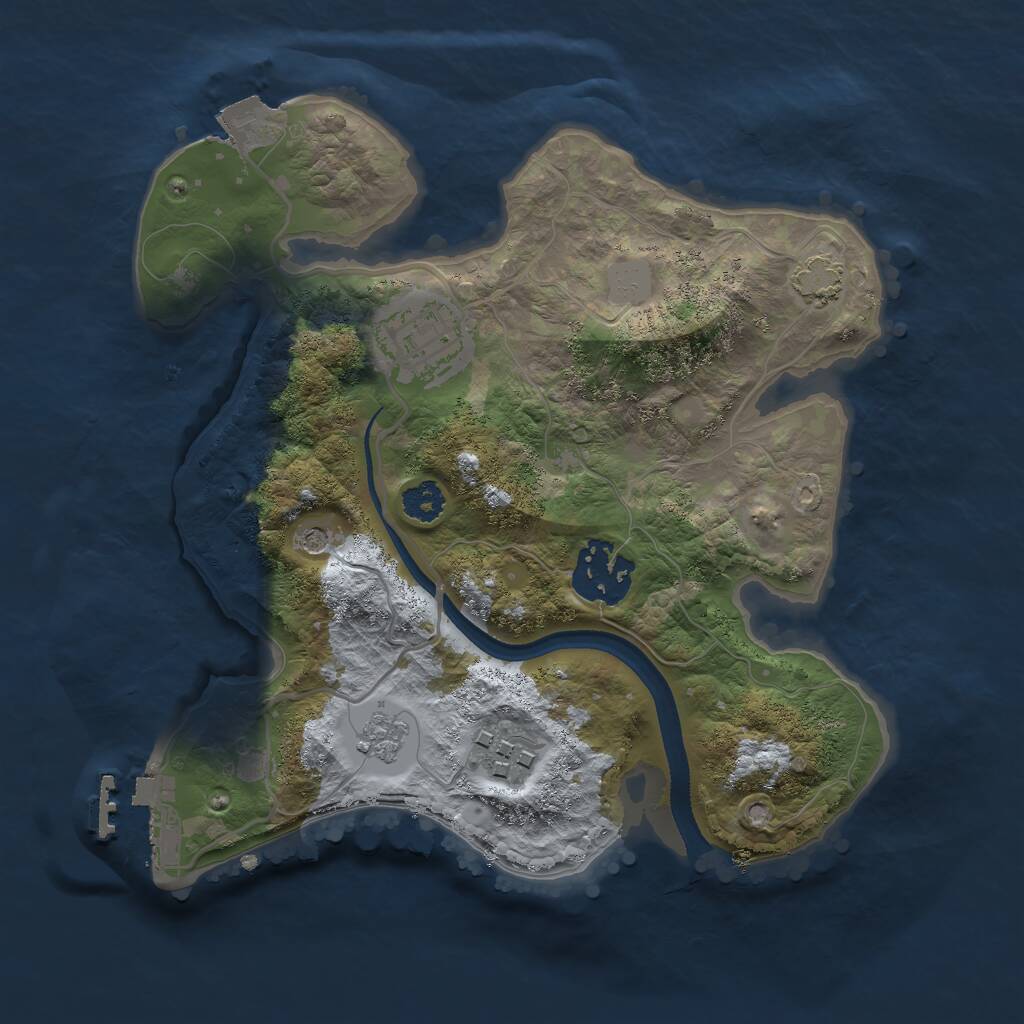 Rust Map: Procedural Map, Size: 2500, Seed: 231356040, 8 Monuments