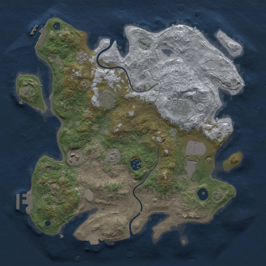 Rust Map: Procedural Map, Size: 3500, Seed: 195608344, 12 Monuments