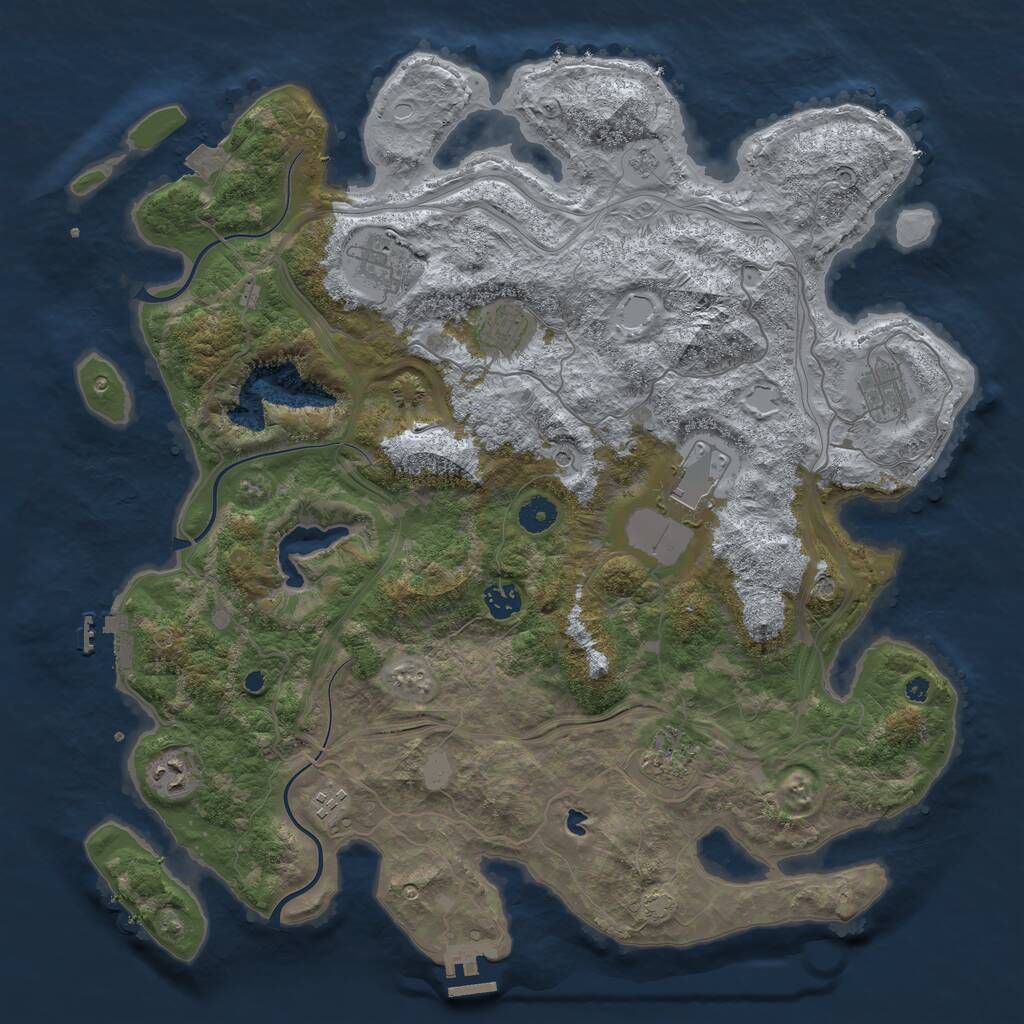 Rust Map: Procedural Map, Size: 4250, Seed: 405800577, 14 Monuments