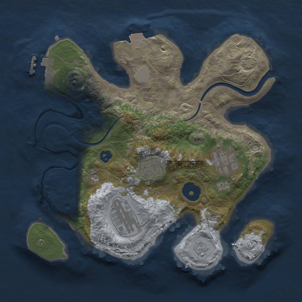 Rust Map: Procedural Map, Size: 2500, Seed: 166798164, 8 Monuments