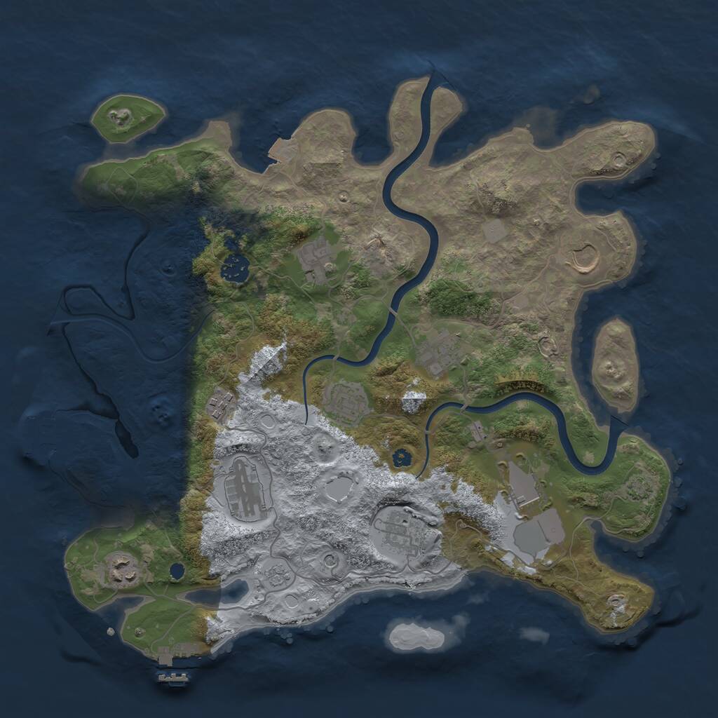 Rust Map: Procedural Map, Size: 3750, Seed: 8915107, 16 Monuments
