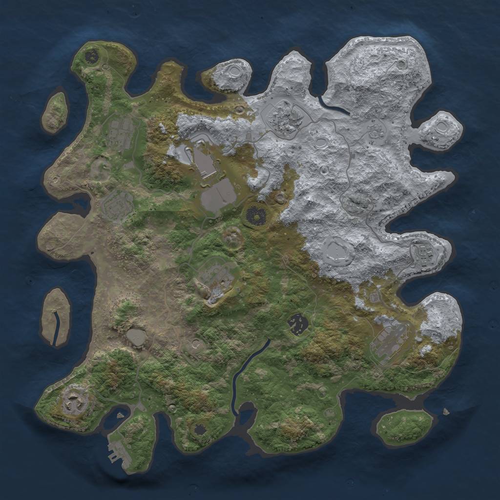Rust Map: Procedural Map, Size: 3700, Seed: 640388056, 15 Monuments