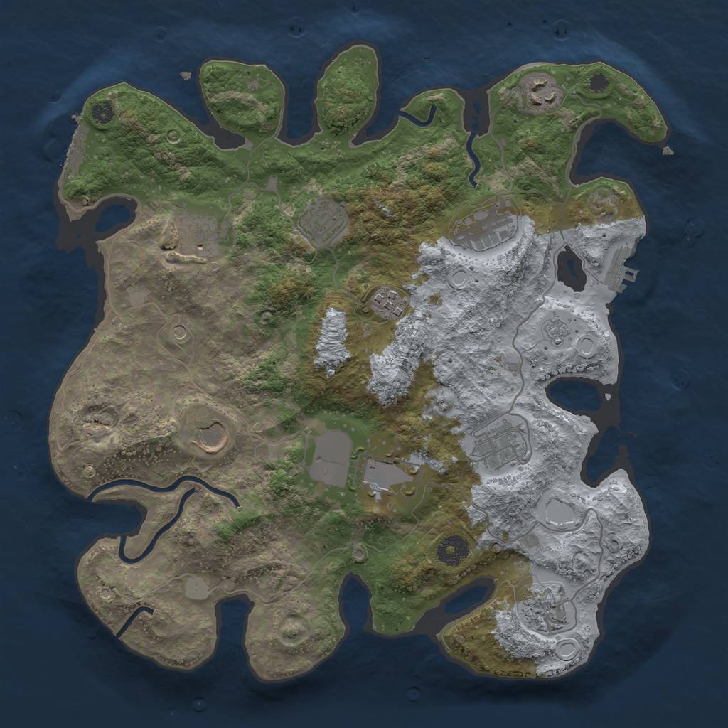 Rust Map: Procedural Map, Size: 3500, Seed: 669574402, 16 Monuments