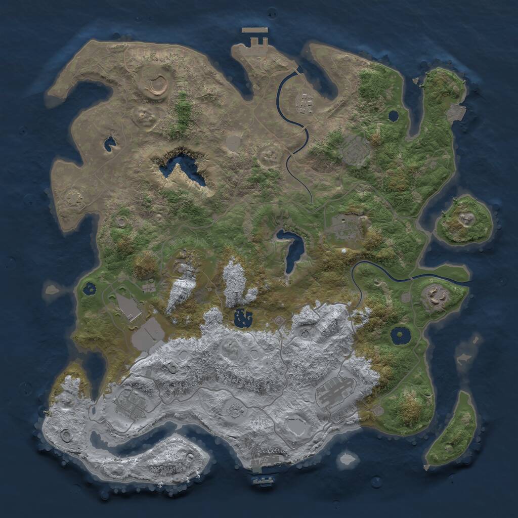 Rust Map: Procedural Map, Size: 4000, Seed: 25061990, 16 Monuments
