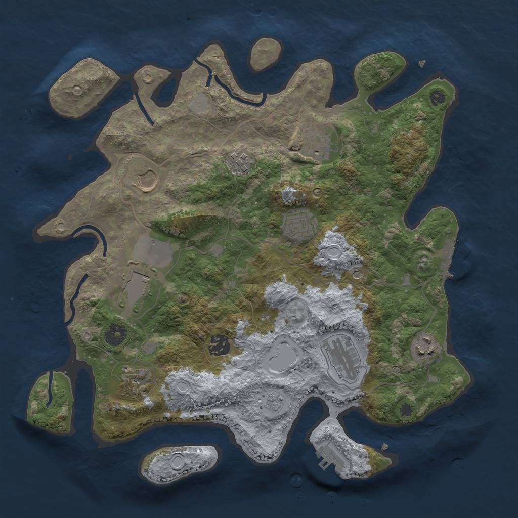 Rust Map: Procedural Map, Size: 3500, Seed: 147644500, 16 Monuments