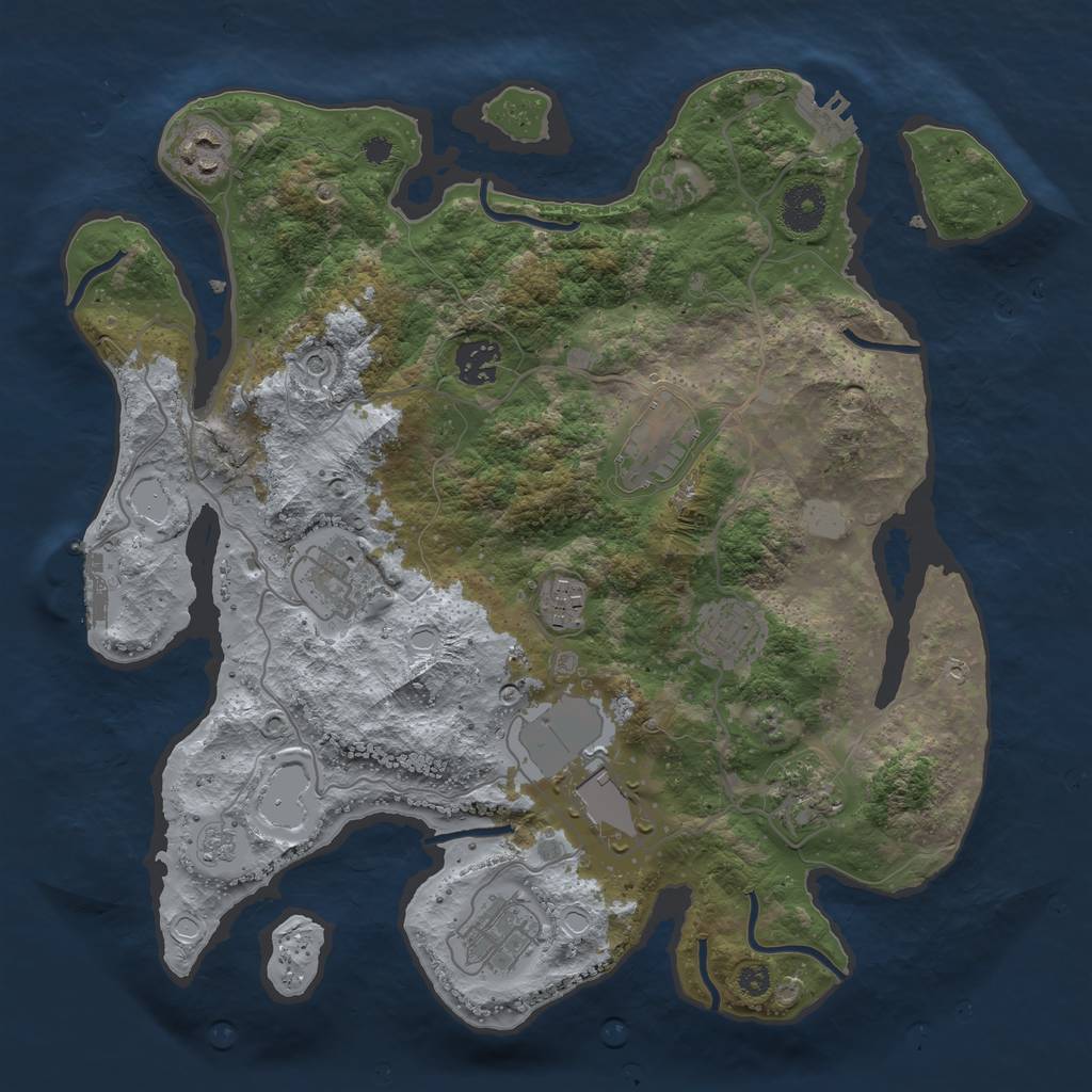 Rust Map: Procedural Map, Size: 3500, Seed: 529601017, 16 Monuments