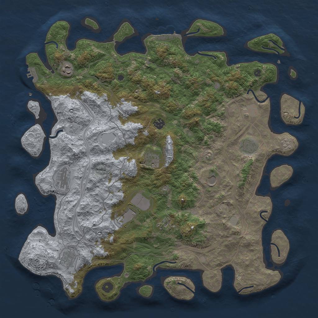 Rust Map: Procedural Map, Size: 4500, Seed: 572766595, 18 Monuments