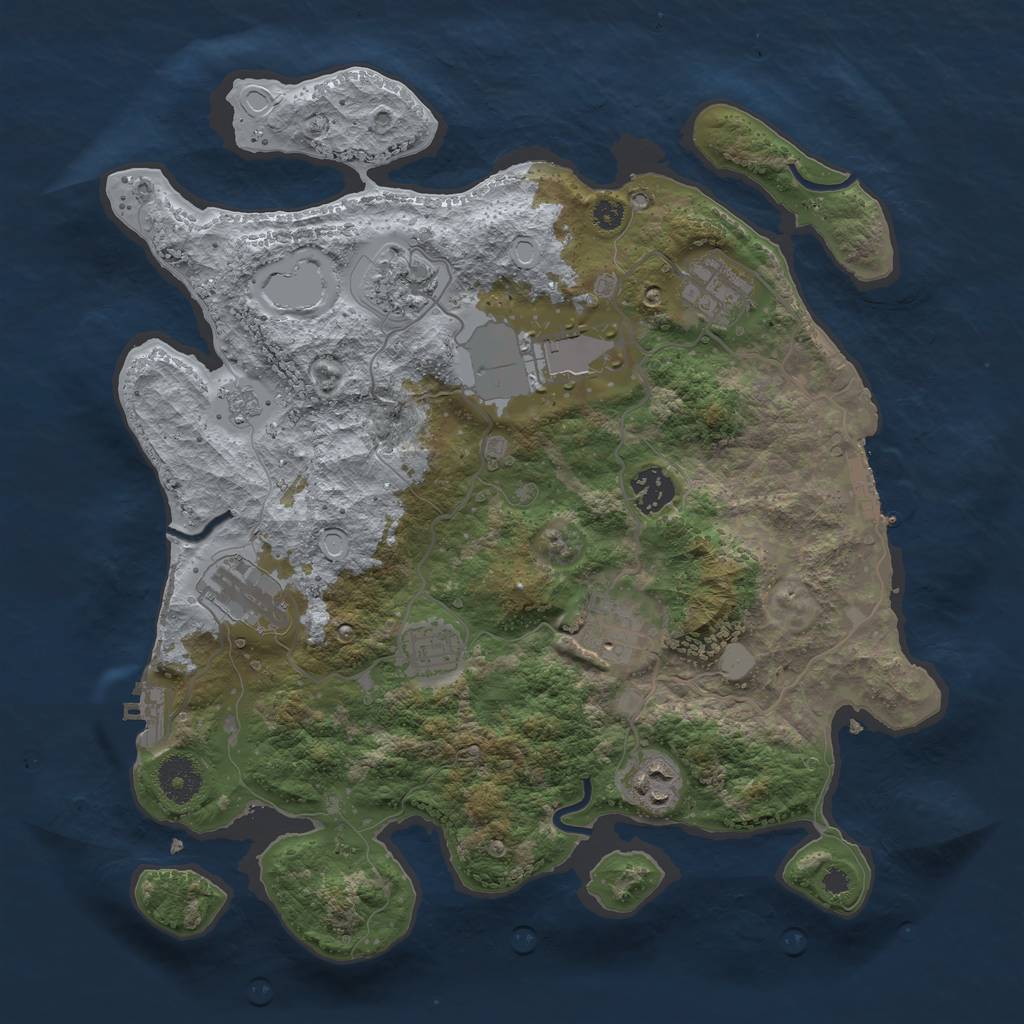 Rust Map: Procedural Map, Size: 3500, Seed: 1280543463, 14 Monuments