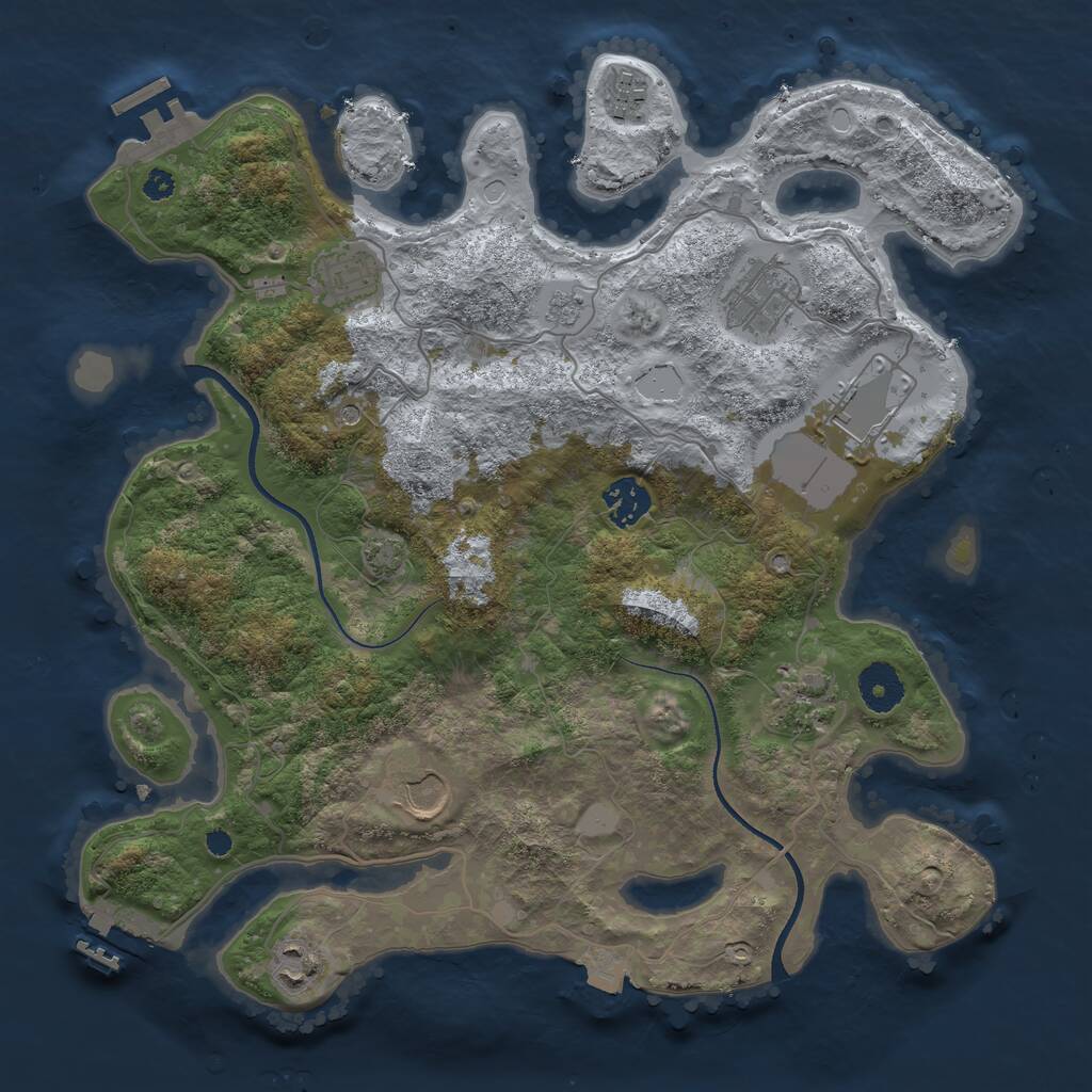 Rust Map: Procedural Map, Size: 3500, Seed: 1658060718, 14 Monuments