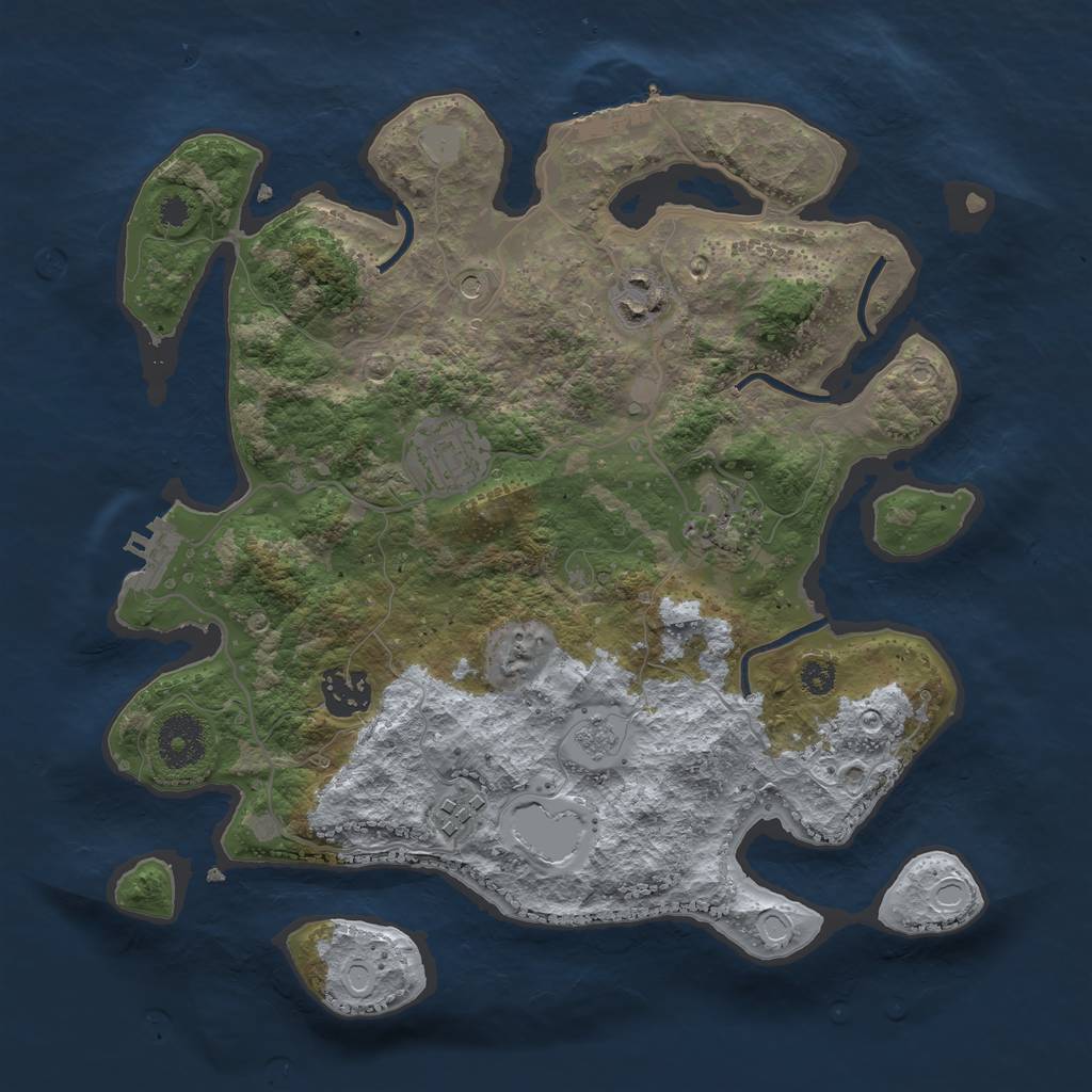 Rust Map: Procedural Map, Size: 3200, Seed: 6795385, 12 Monuments