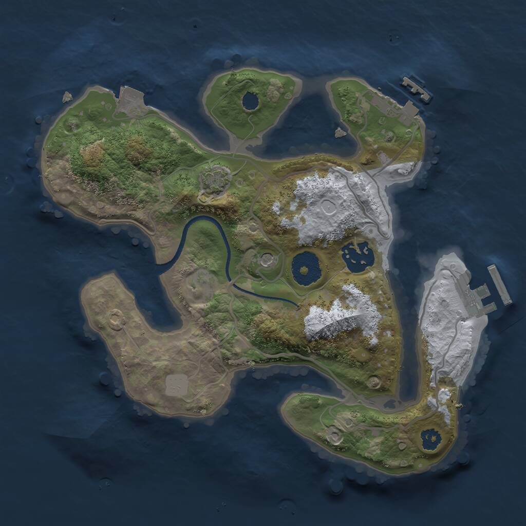 Rust Map: Procedural Map, Size: 2500, Seed: 342837012, 6 Monuments