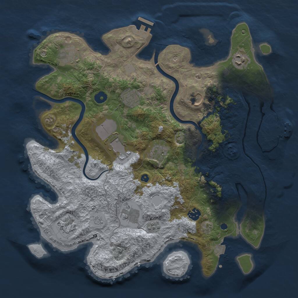 Rust Map: Procedural Map, Size: 3700, Seed: 1979650931, 16 Monuments