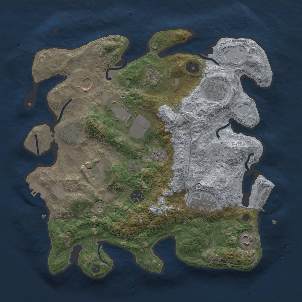 Rust Map: Procedural Map, Size: 3500, Seed: 1320429685, 17 Monuments