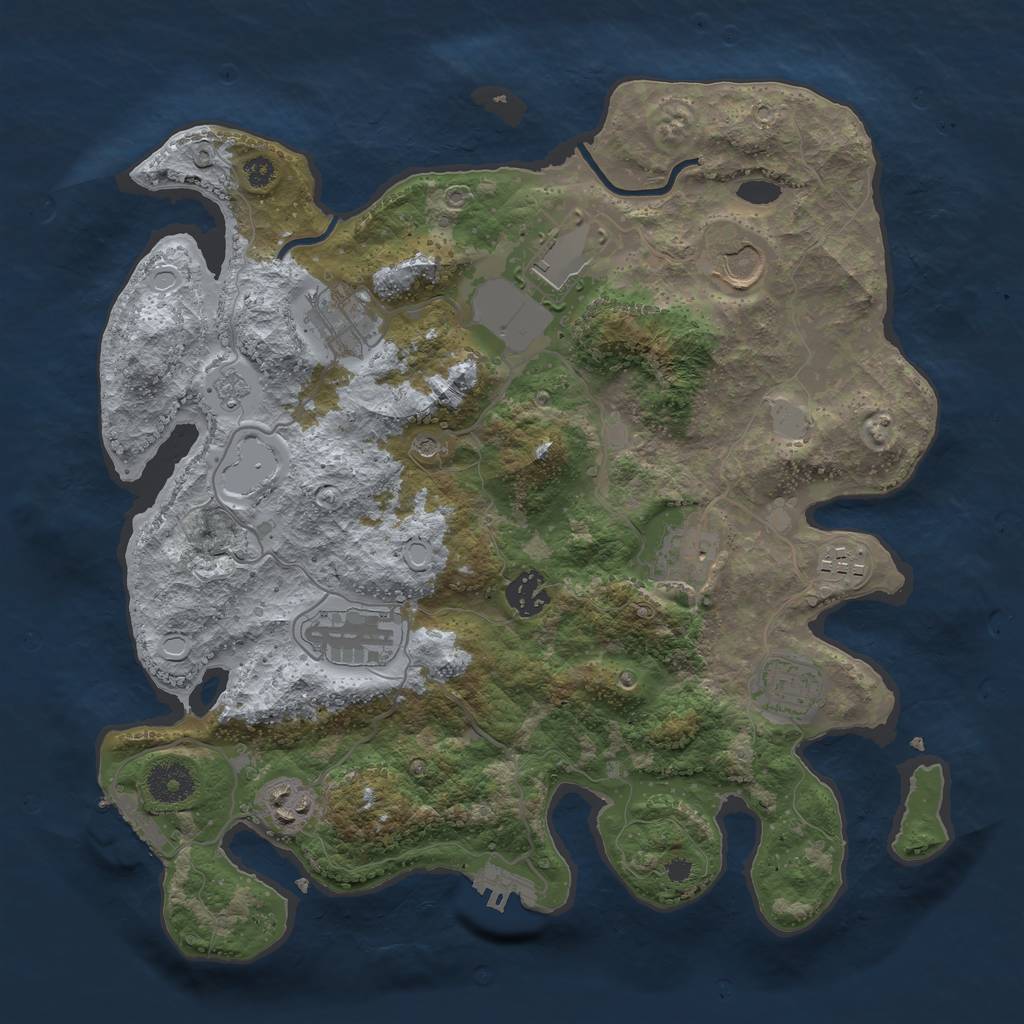 Rust Map: Procedural Map, Size: 3500, Seed: 1462779571, 16 Monuments