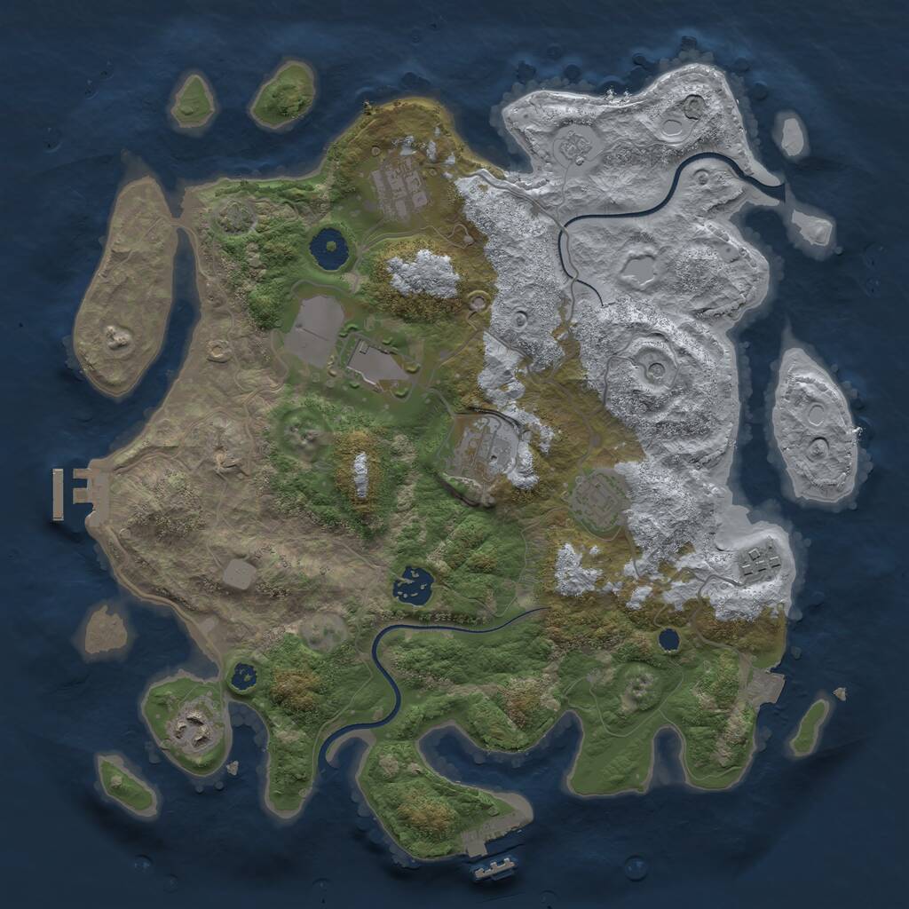 Rust Map: Procedural Map, Size: 3500, Seed: 102162665, 13 Monuments