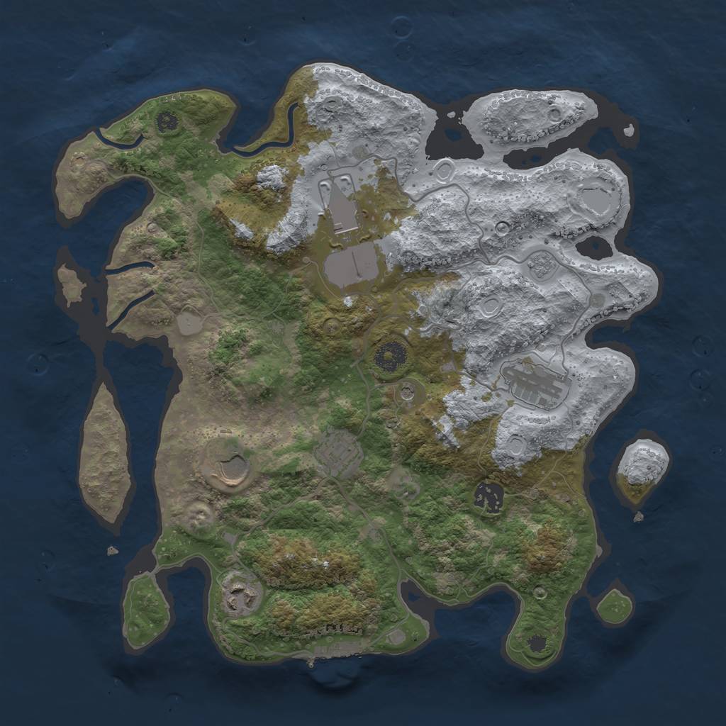 Rust Map: Procedural Map, Size: 3500, Seed: 461618998, 12 Monuments