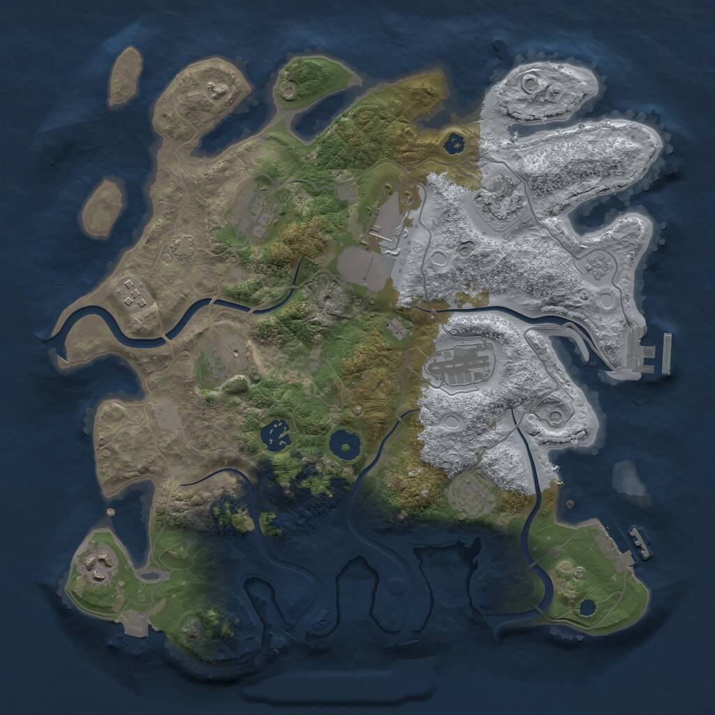 Rust Map: Procedural Map, Size: 3500, Seed: 27255, 15 Monuments