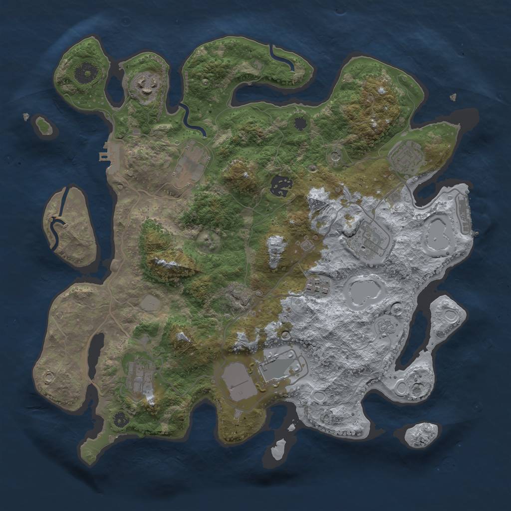 Rust Map: Procedural Map, Size: 3500, Seed: 543797608, 15 Monuments