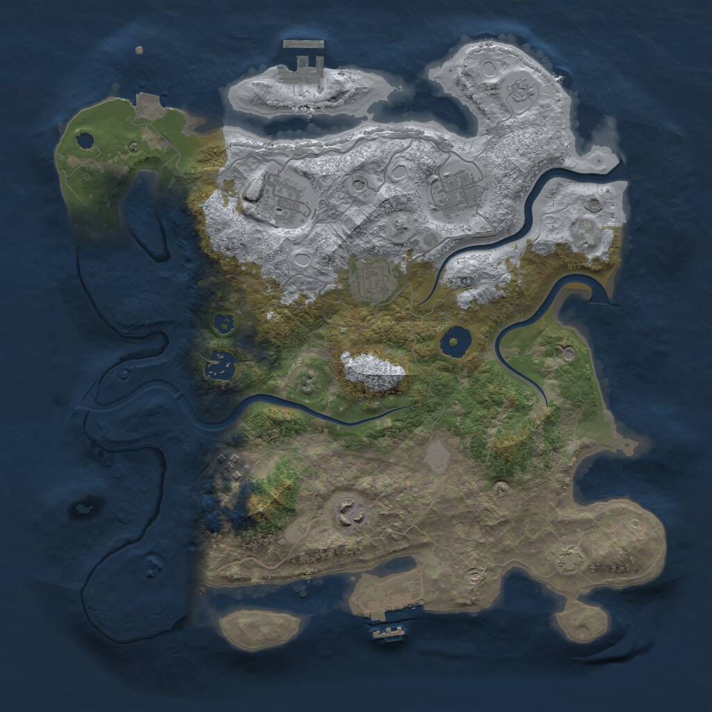 Rust Map: Procedural Map, Size: 3500, Seed: 1352920183, 12 Monuments
