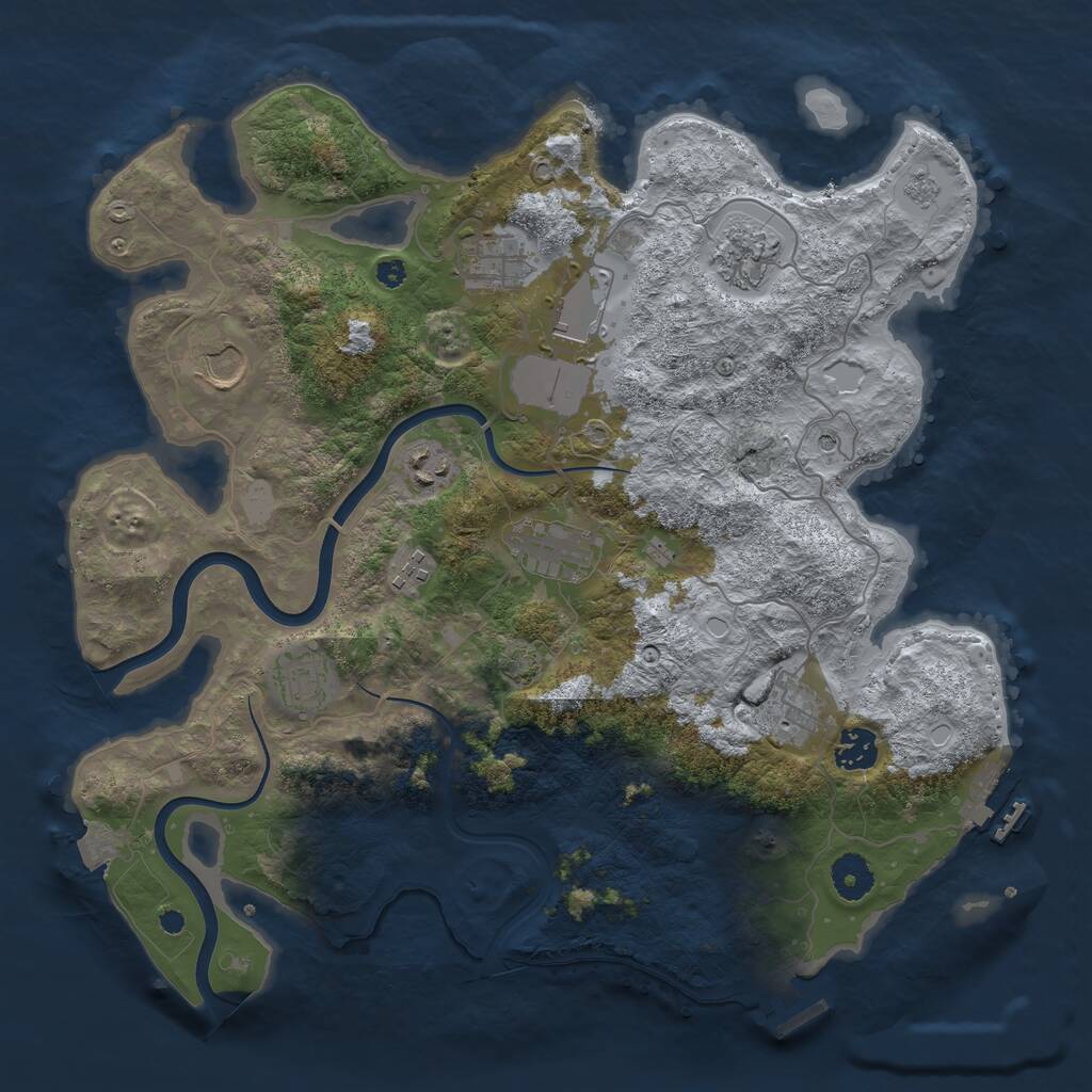 Rust Map: Procedural Map, Size: 3750, Seed: 493786, 16 Monuments