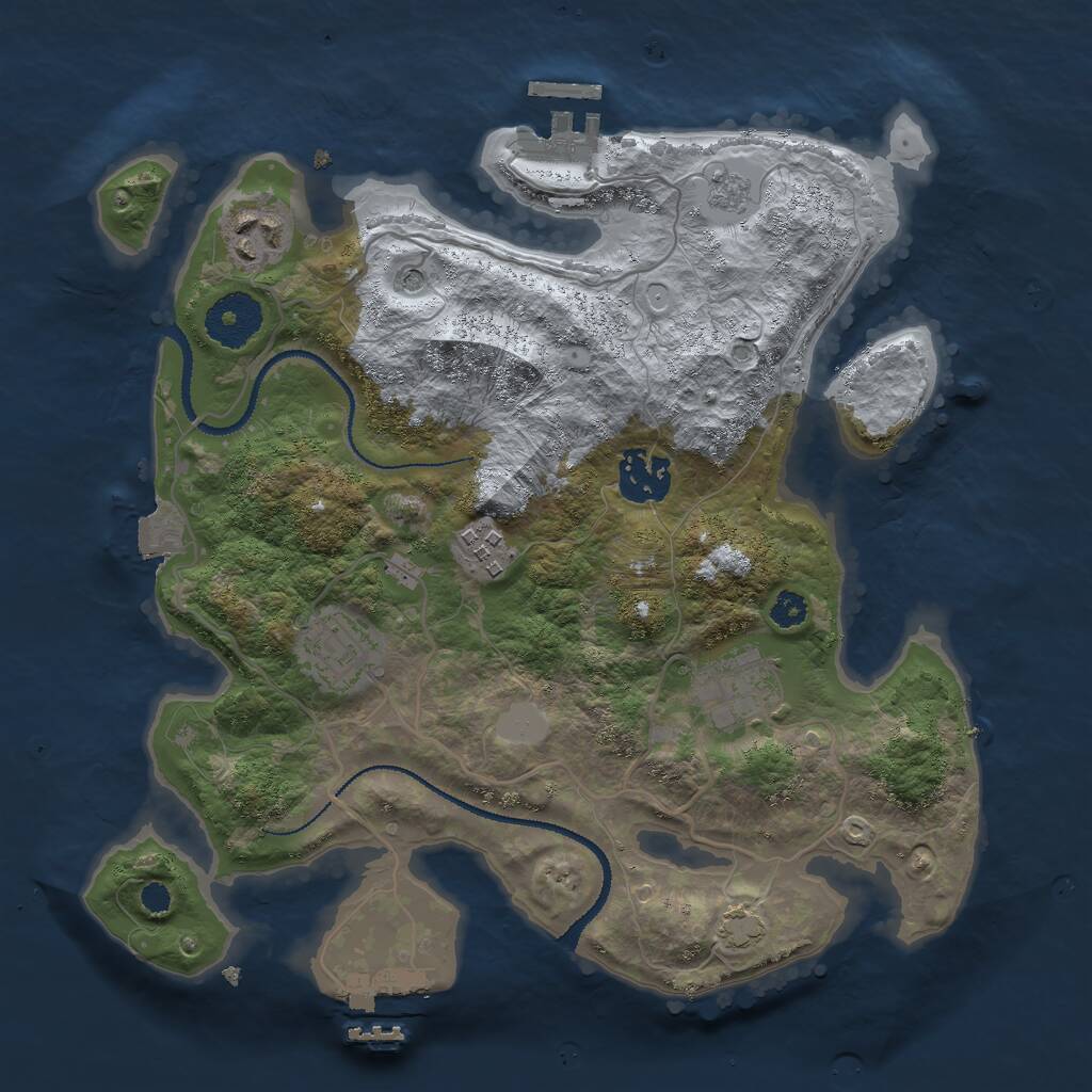 Rust Map: Procedural Map, Size: 3000, Seed: 726581672, 11 Monuments