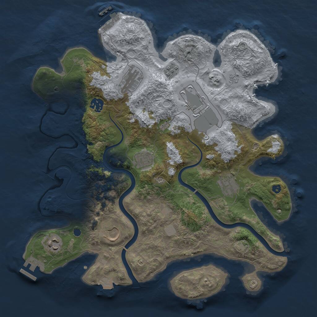 Rust Map: Procedural Map, Size: 3500, Seed: 1857766830, 14 Monuments